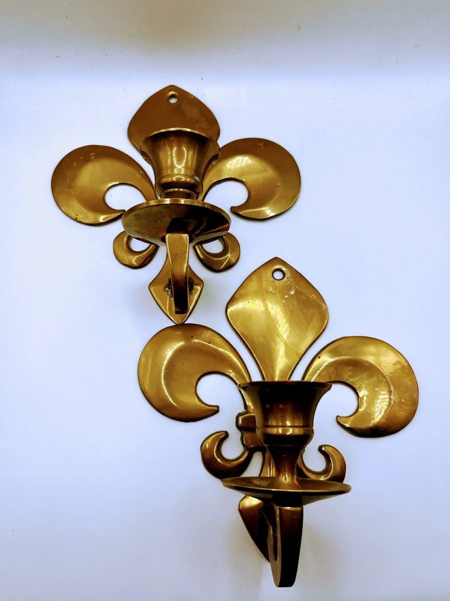 Vintage brass wall candle holders - Image 1