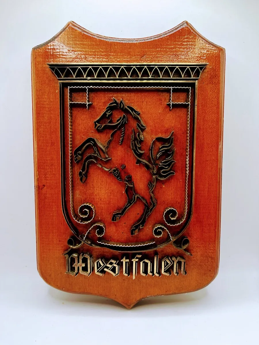 Vintage wooden and brass wall plaque