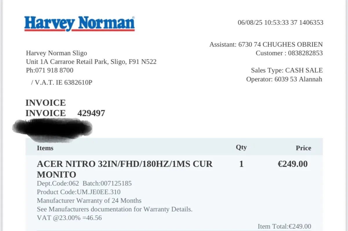 Acer 32” curved monitor - Image 2