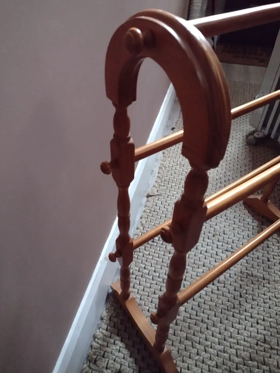 Tall antique wooden towel rail - Image 4