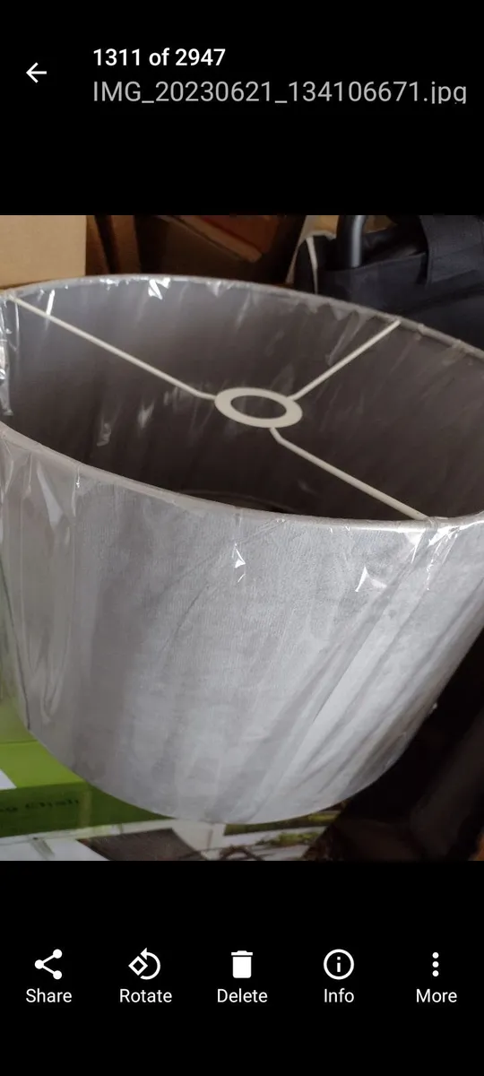 New large pale grey velvet lamp/ceiling shade - Image 2