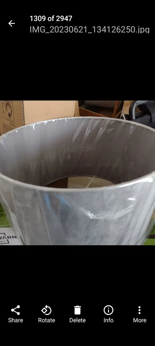 New large pale grey velvet lamp/ceiling shade - Image 4