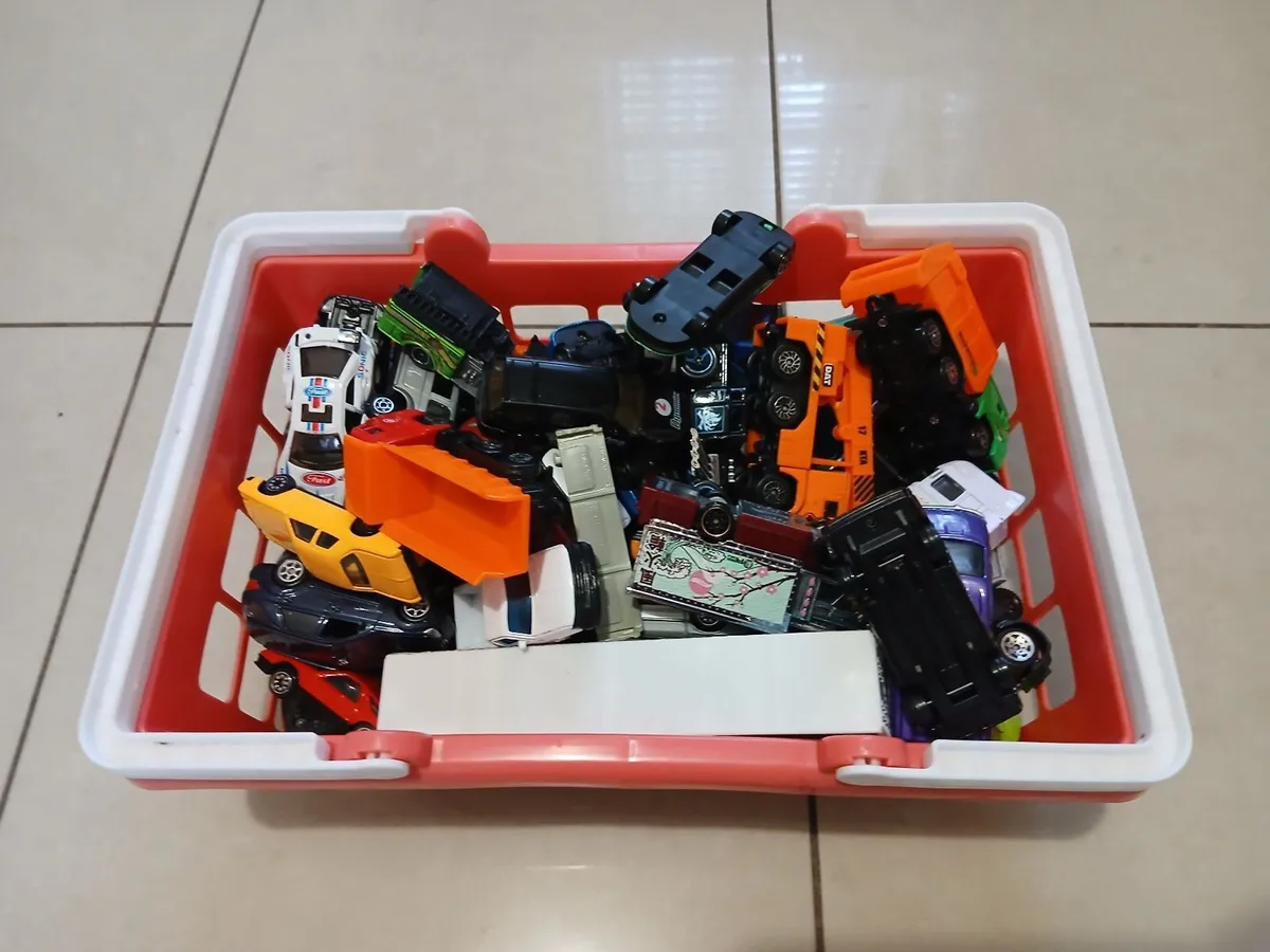 56 Toy Cars Bundle in Plastic Shopping Cart - Image 3