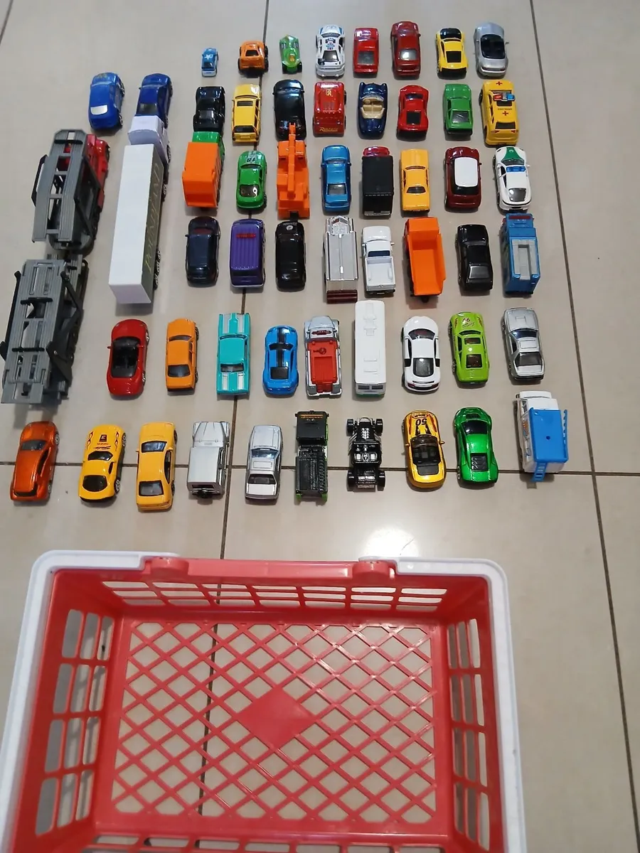 56 Toy Cars Bundle in Plastic Shopping Cart - Image 4