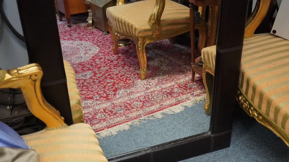 Large Floor Mirror with Leather Frame - Image 4