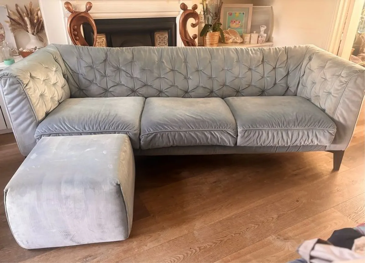 Natuzzi Brezza Designer Velvet 3-Seater & Ottoman (Huge Discount!) - Image 1