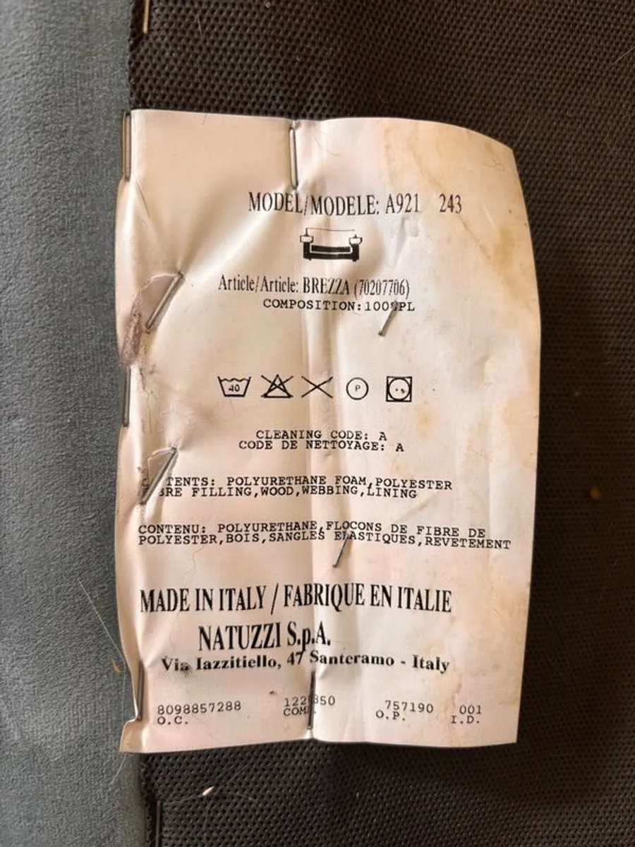 Natuzzi Brezza Designer Velvet 3-Seater & Ottoman (Huge Discount!) - Image 2