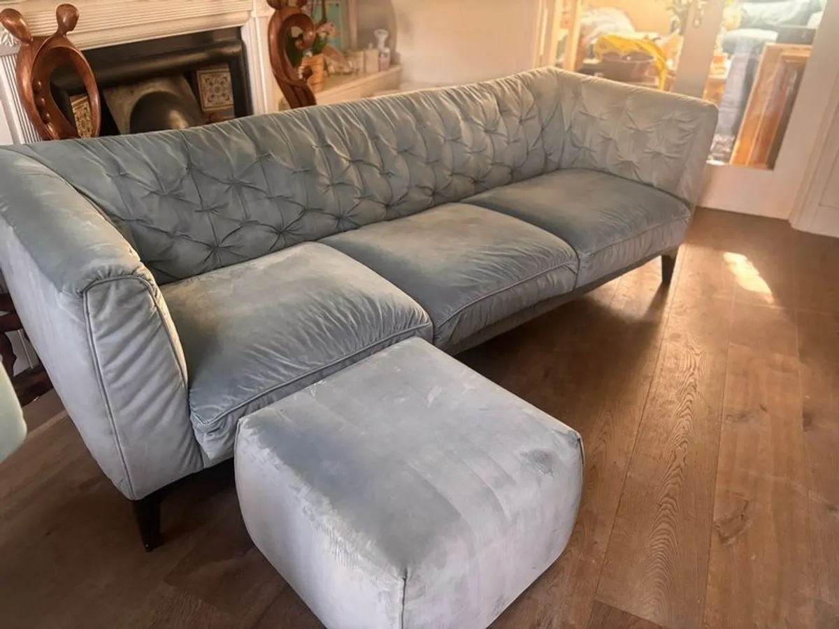 Natuzzi Brezza Designer Velvet 3-Seater & Ottoman (Huge Discount!) - Image 3