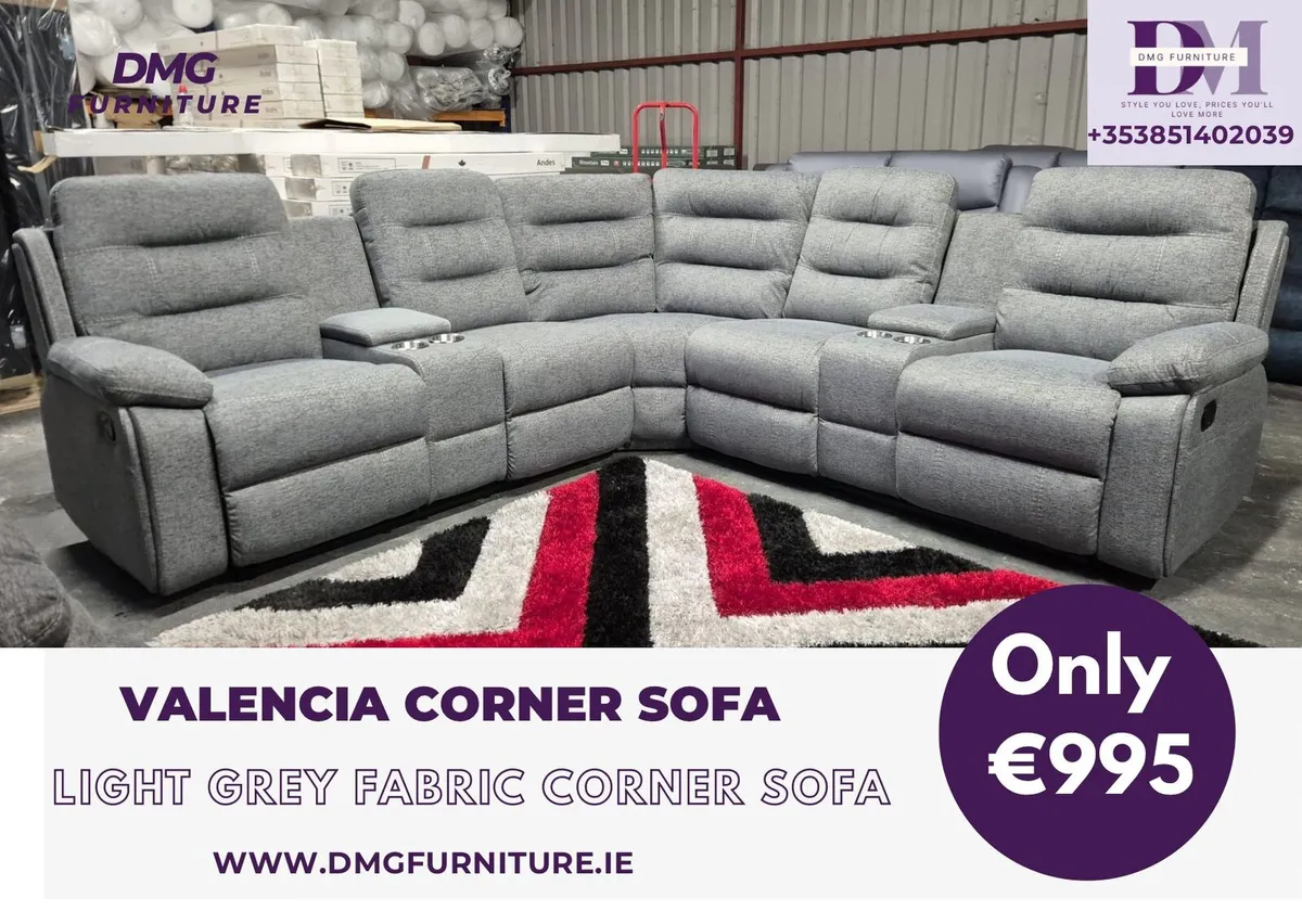 Weekly Sale New Grey Fabric Corner Recliner Sofa - Image 2
