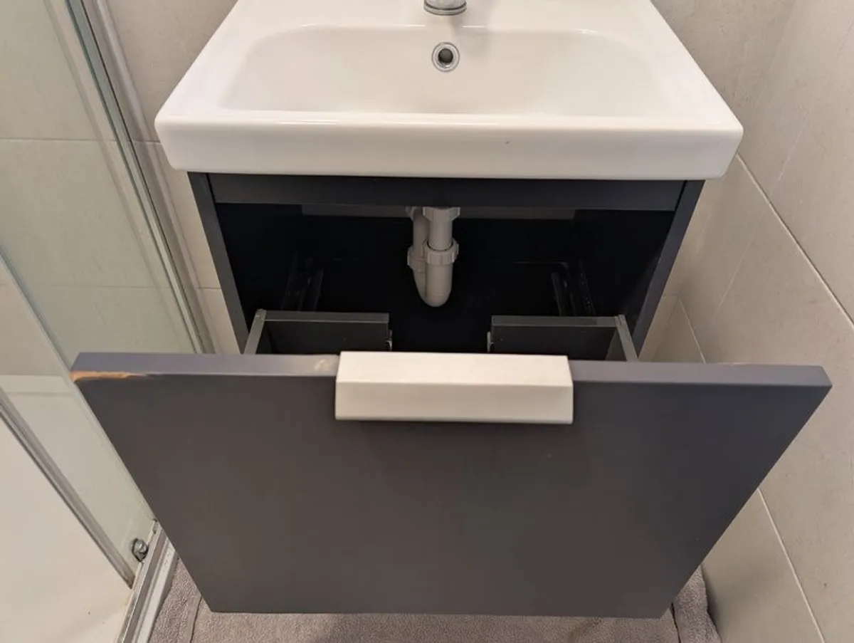 SONAS Stockholm 50cm Wall Hung Vanity Unit Anthracite - Image 2