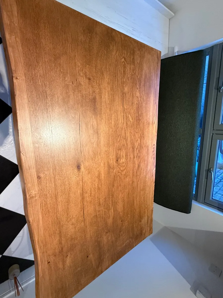 Oak table dining kitchen black metal legs 140cm - Image 3