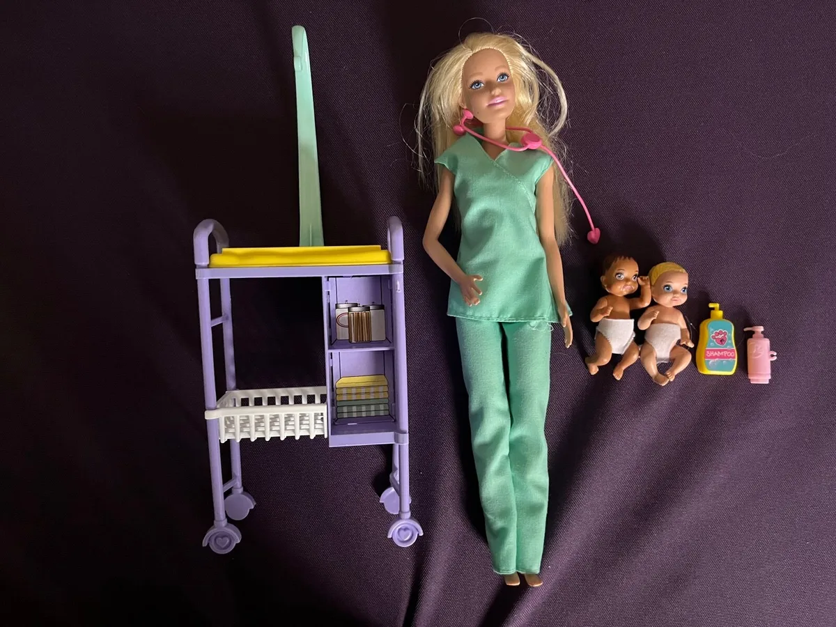 Barbie Doll Baby Doctor Play Set with Two Patients - Image 3
