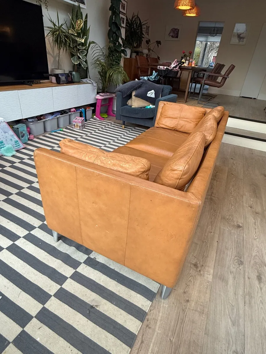 IKEA STOCKHOLM leather sofa 3 seater - Image 4