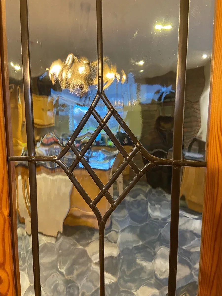 Leaded glass solid wood double doors - Image 3