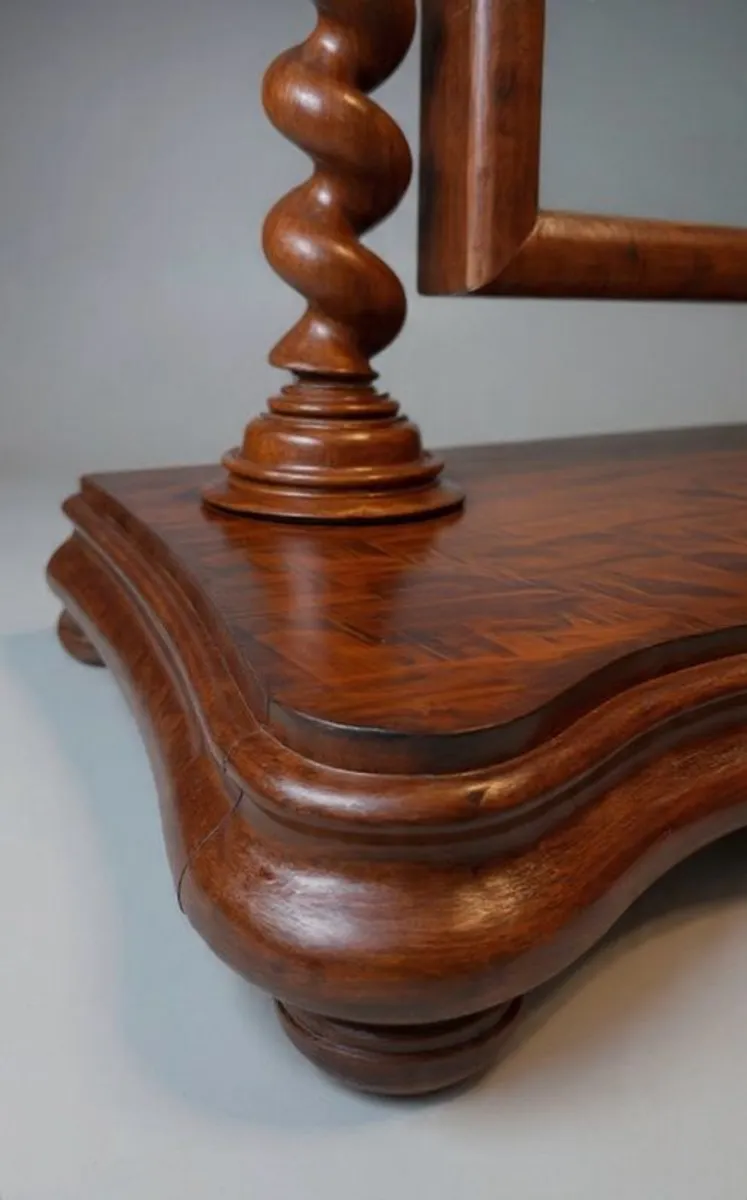 Antique Victorian Flamed Mahogany Barley Twist Dressing Table Mirror - Image 2