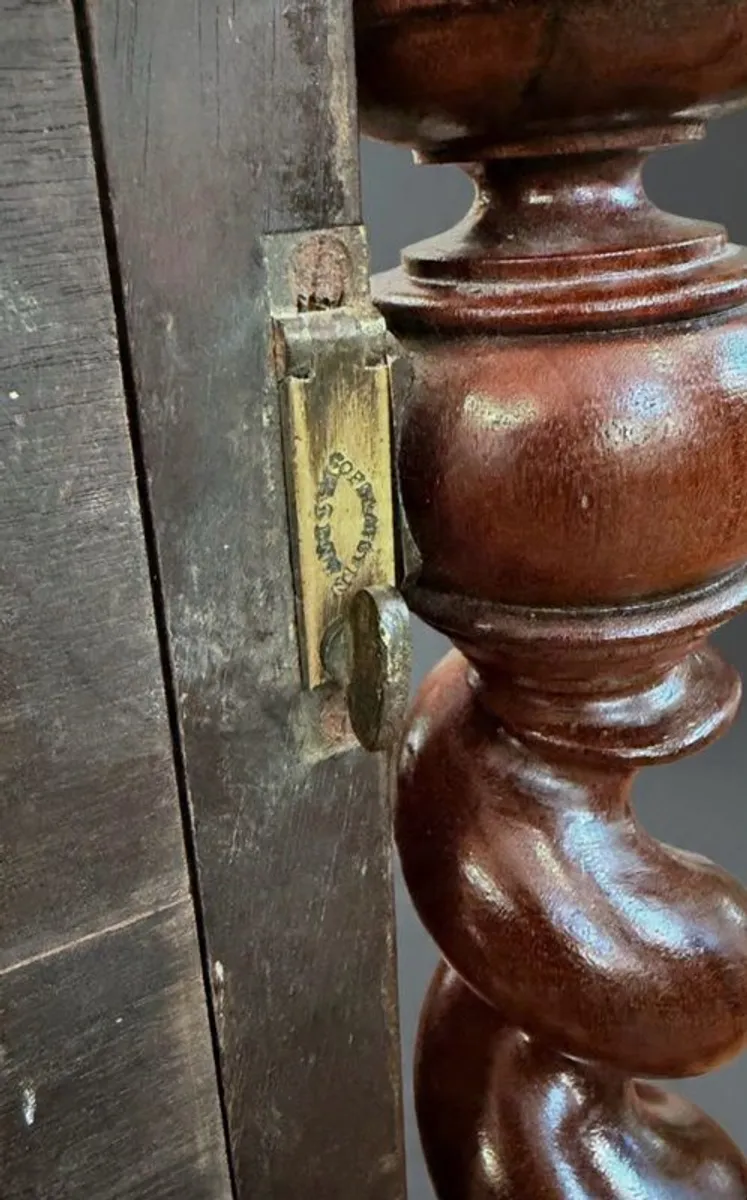 Antique Victorian Flamed Mahogany Barley Twist Dressing Table Mirror - Image 3