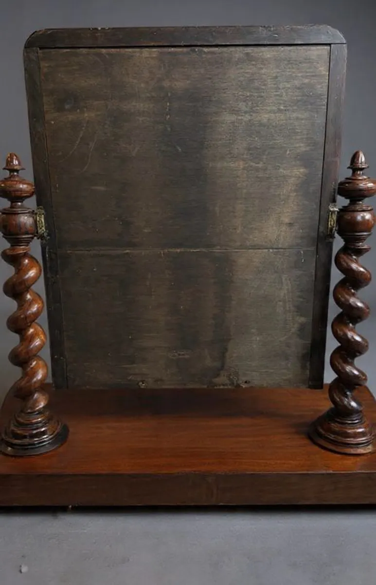 Antique Victorian Flamed Mahogany Barley Twist Dressing Table Mirror - Image 4