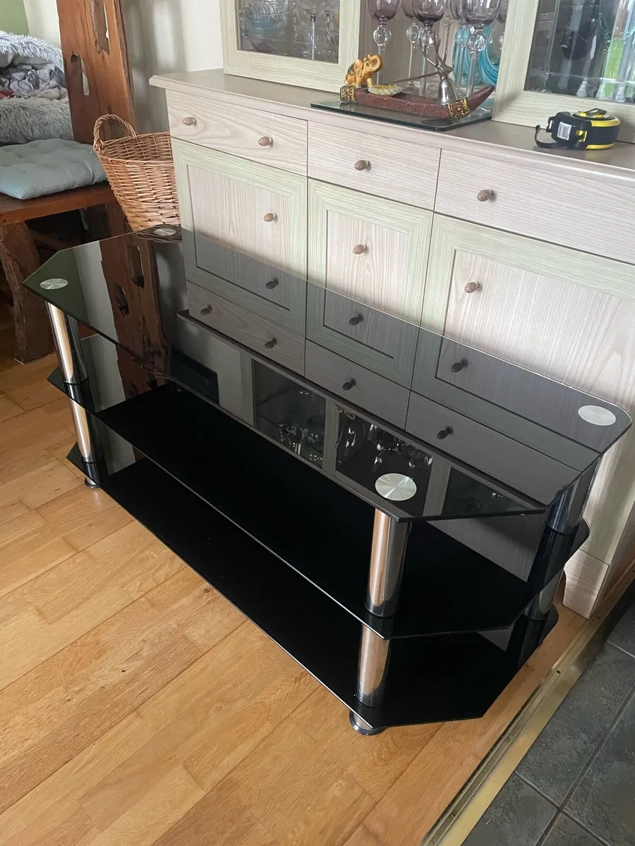 Black TV Unit with Glass - Image 1