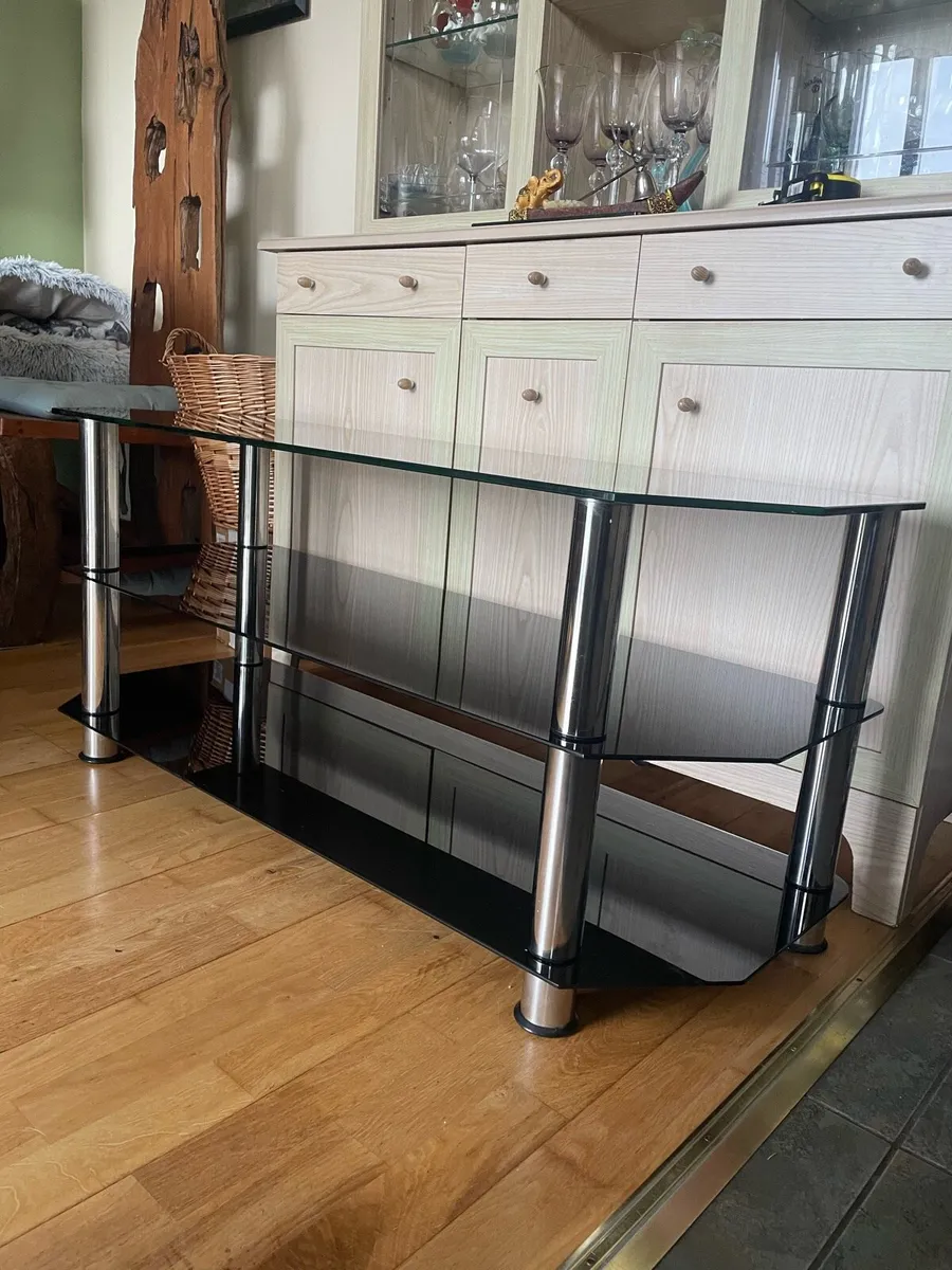Black TV Unit with Glass - Image 2