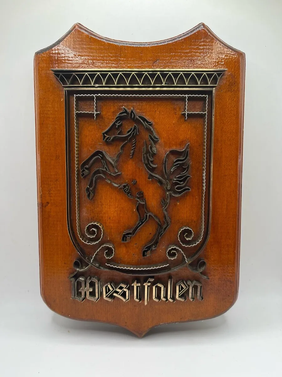 Vintage wooden and brass wall plaque