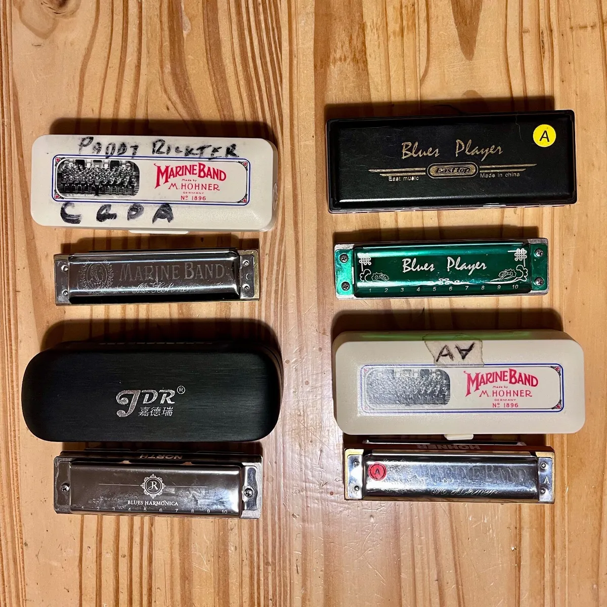 4 Harmonicas for Sale.