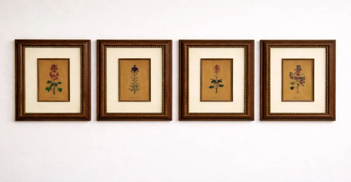 Set of 4 Botanical Framed Prints – Classic Wood - Image 1