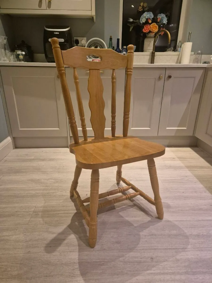 6 Solid Oak Dining Chairs - Image 1