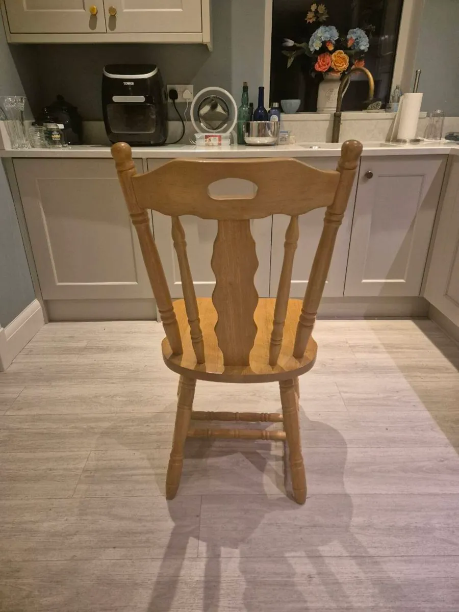 6 Solid Oak Dining Chairs - Image 3