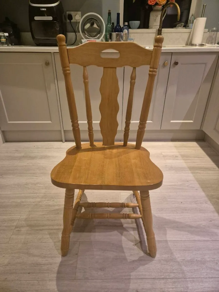 6 Solid Oak Dining Chairs - Image 4