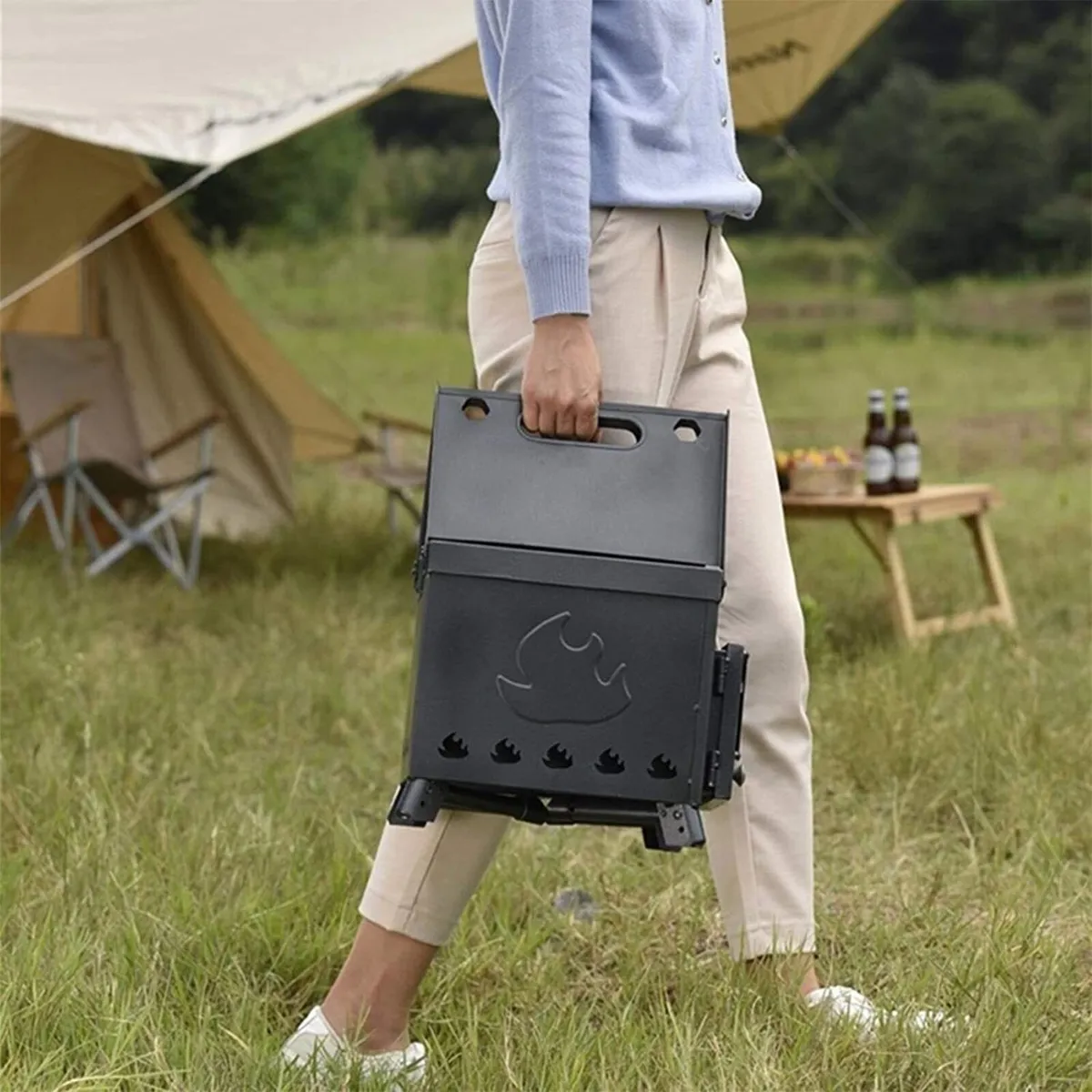 Cast Iron Camping Wood Stove Hot Tent Compatible - Image 1