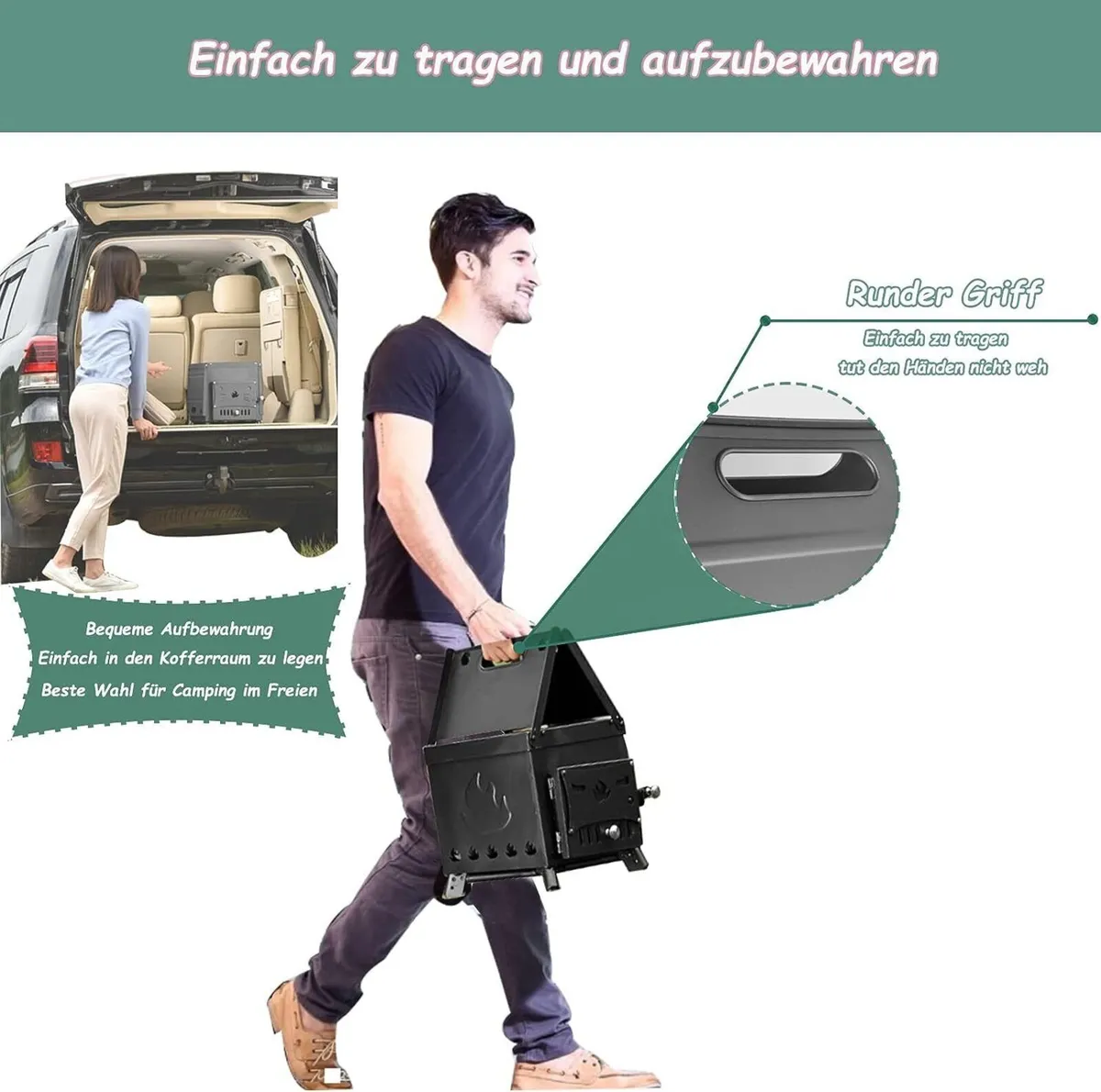 Cast Iron Camping Wood Stove Hot Tent Compatible - Image 2