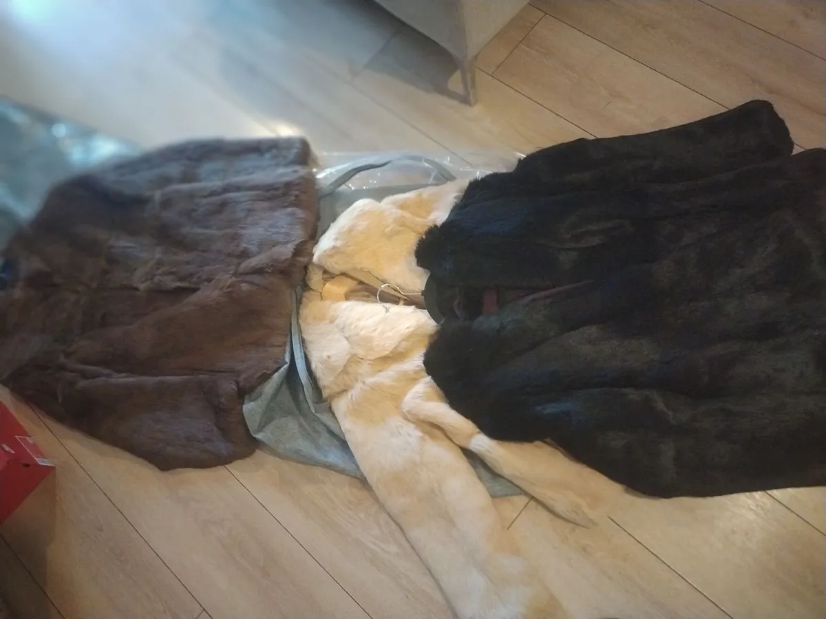 Trio Of Perfect Condition Rabbit Fur Coats,one Of - Image 3