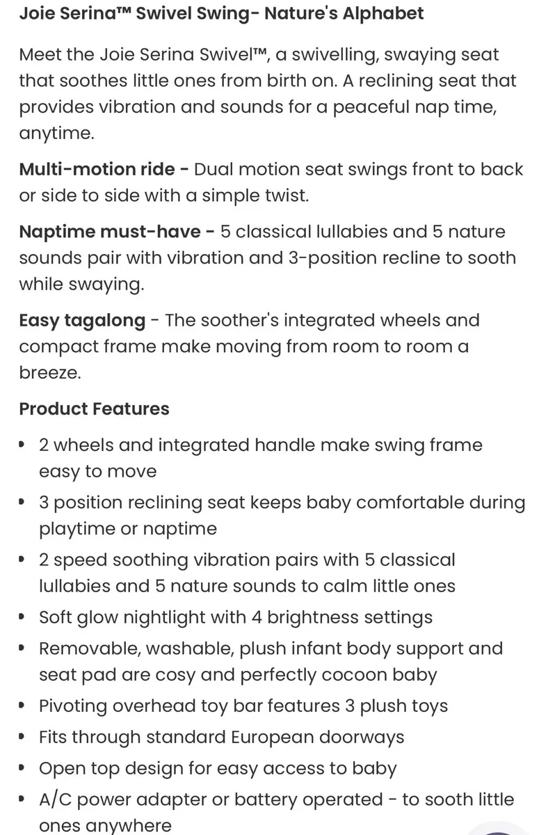 Joie serina swivel swing - Image 4