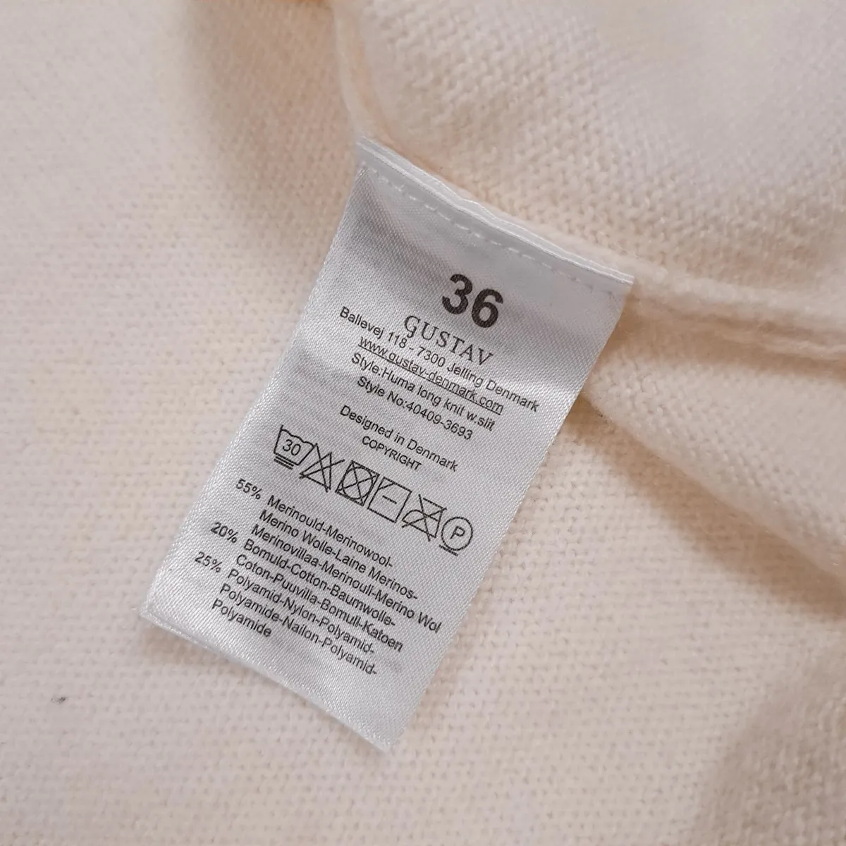 Gustav Cream Off-White Side Slit Long Jumper 8UK - Image 4