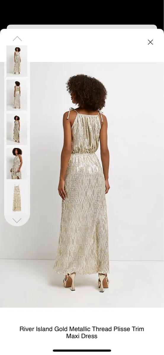 River Island Metallic Gold Dress Size 6 - Image 2