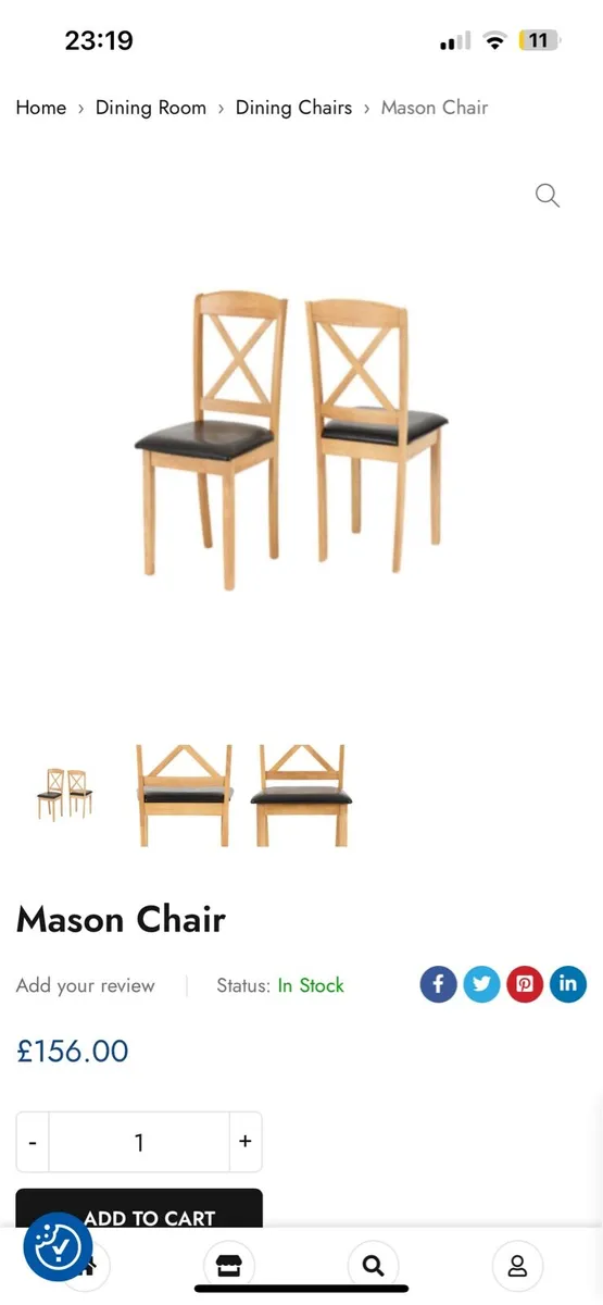 2 Manson dining chairs- Rubber wood- lightweight - Image 2
