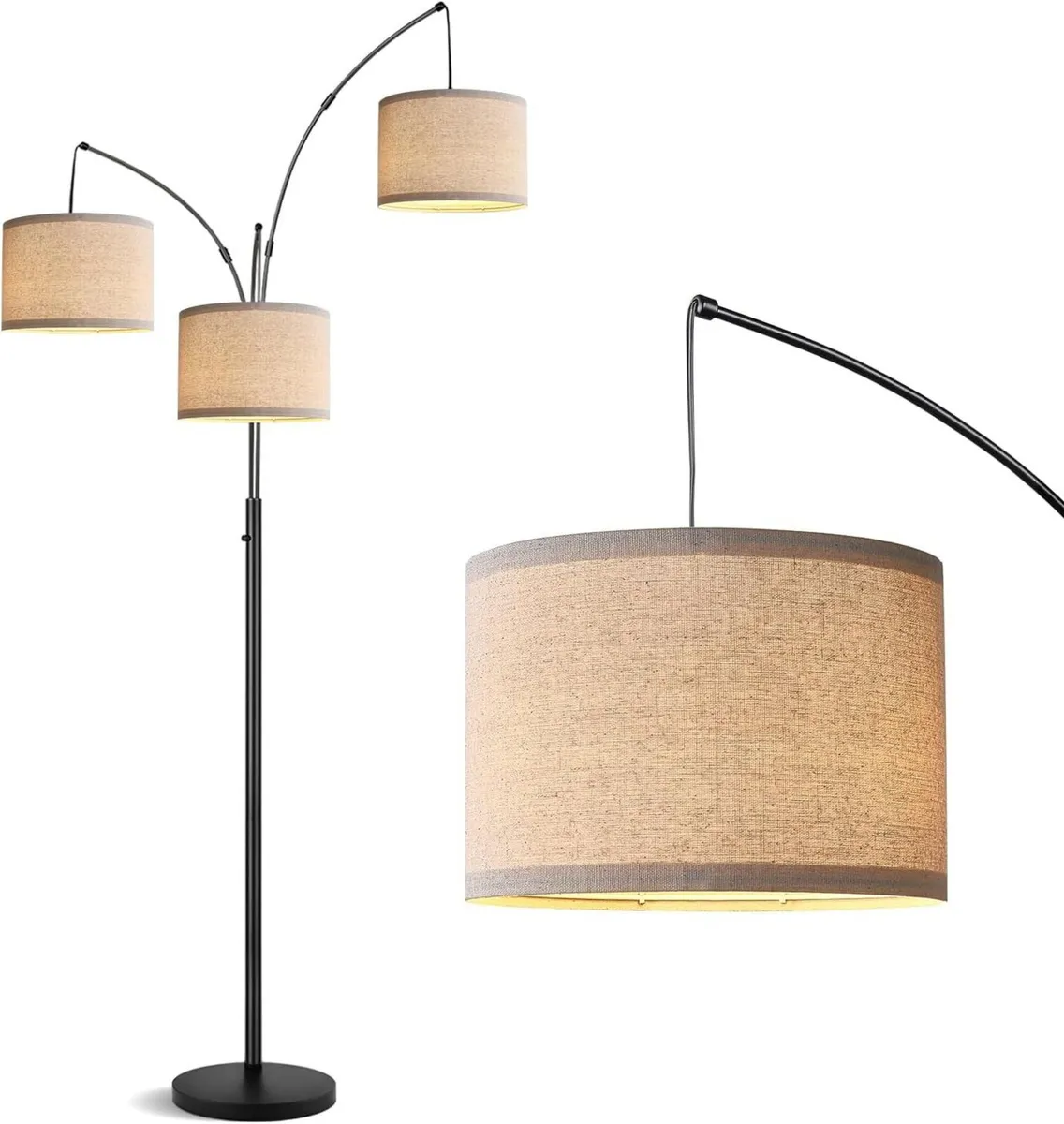 Dimmable Floor Lamp 3 Light Arc for Living Room - Image 1