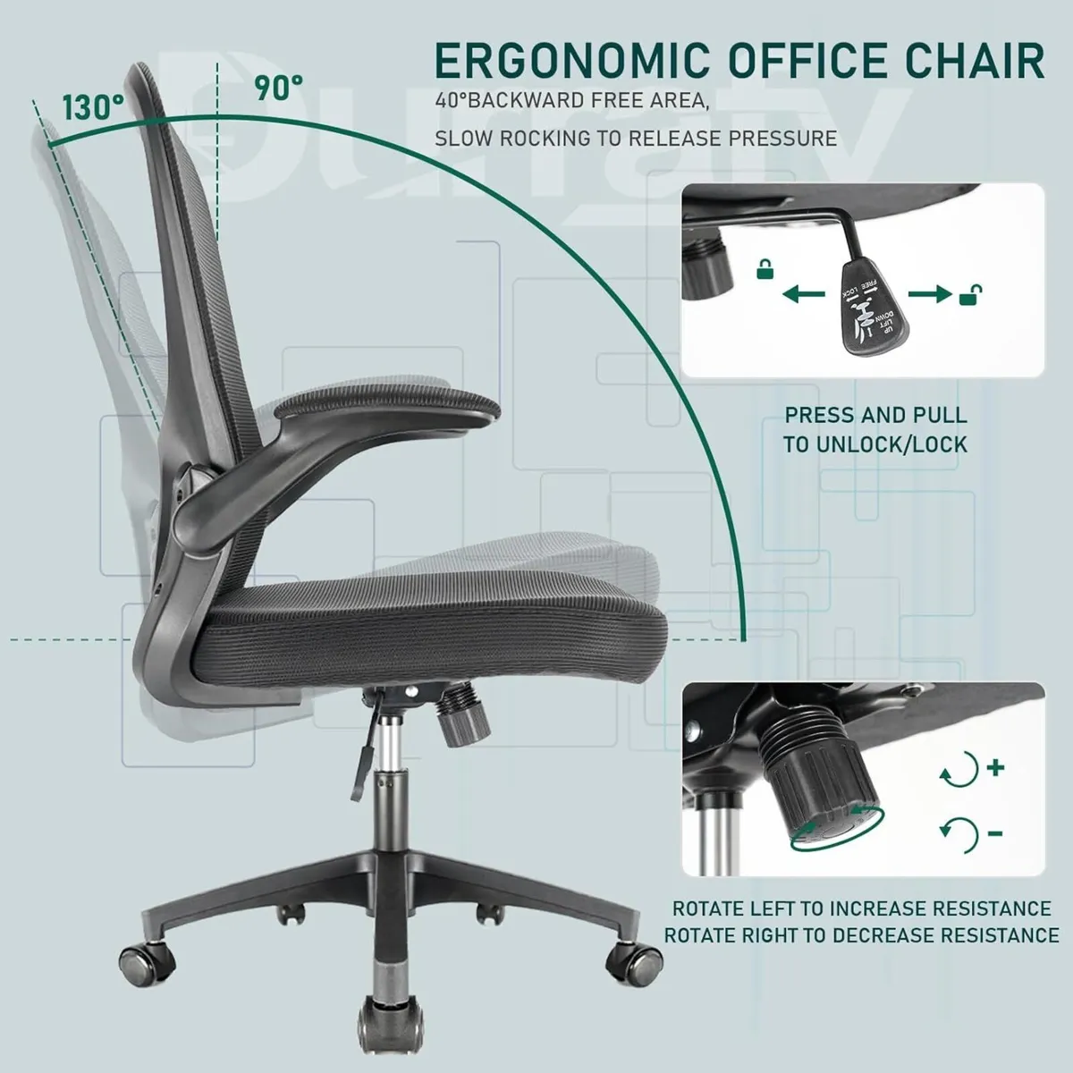 Office Chair Ergonomic Desk With 90degrees - Image 3