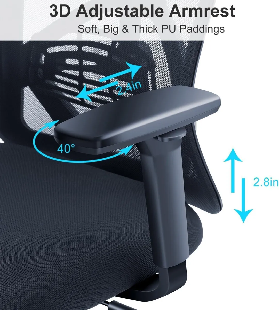 Ergonomic Office Chair - High Back Desk with - Image 4