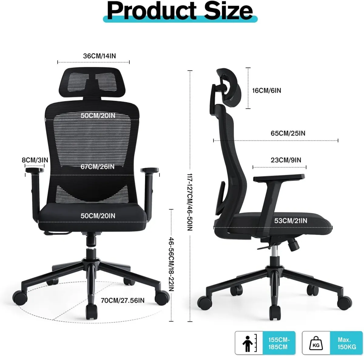 Office Chair Ergonomic Desk Chairs with Adjustable - Image 2