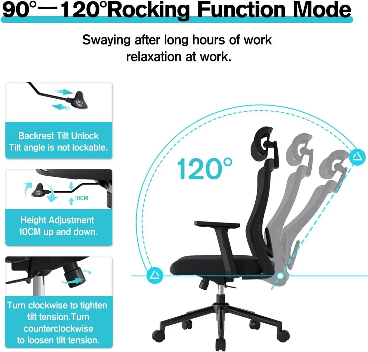 Office Chair Ergonomic Desk Chairs with Adjustable - Image 4