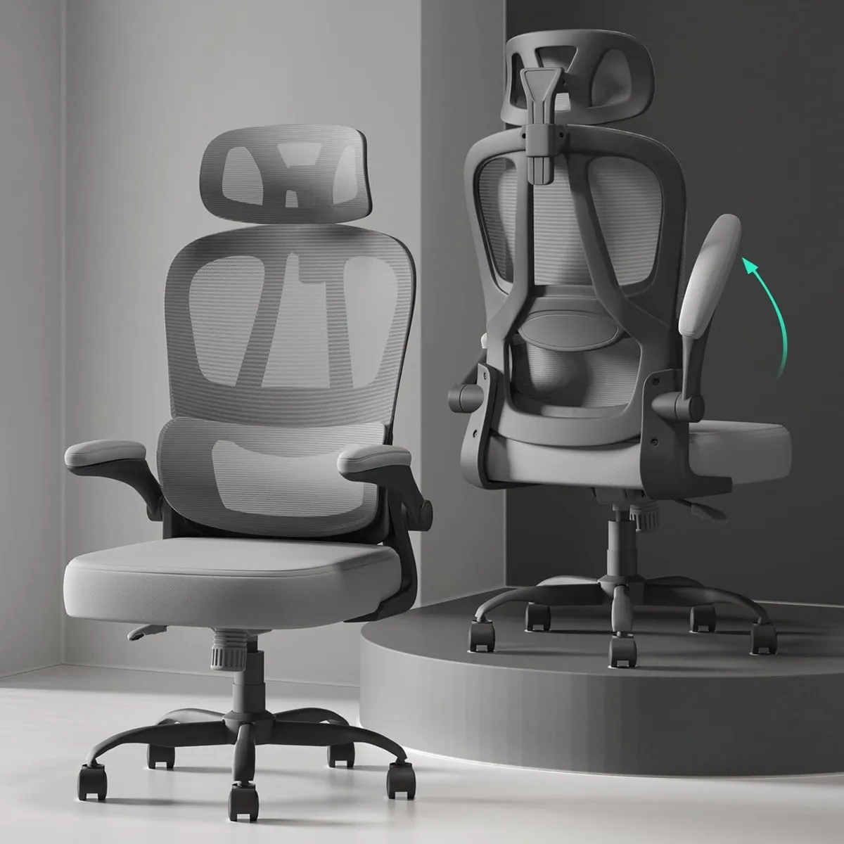 Ergonomic Office Chair Flip-Up Armrests Computer - Image 1