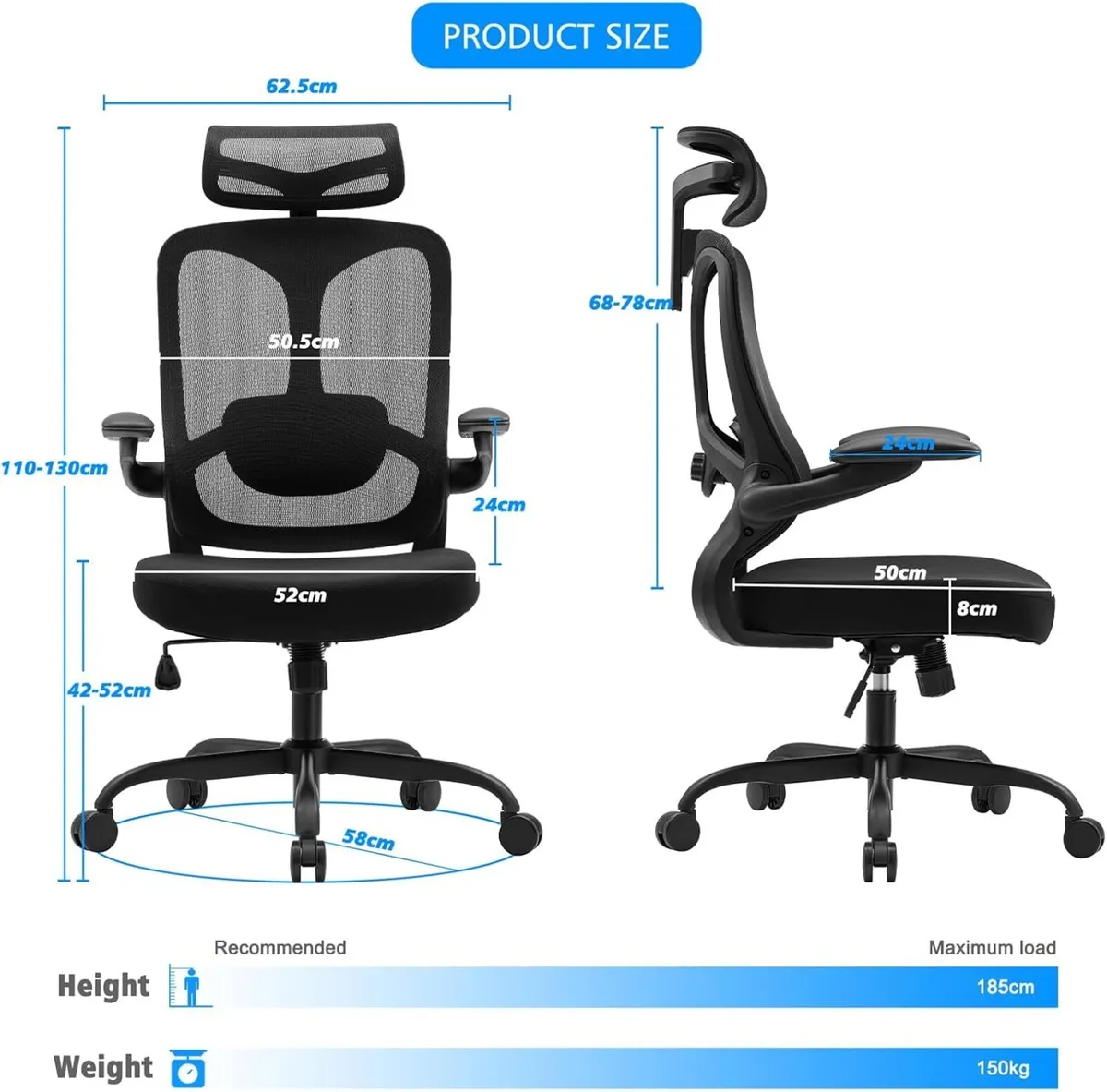 Ergonomic Office Chair with Adjustable Headrest - Image 3