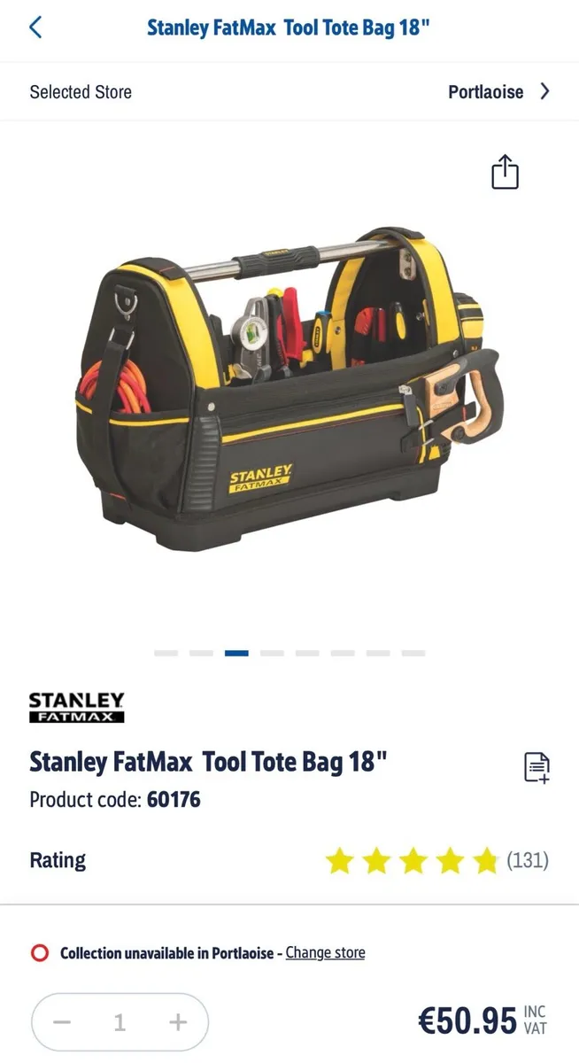 Stanley Fatmax Tool Tote Bag 18” - Image 1
