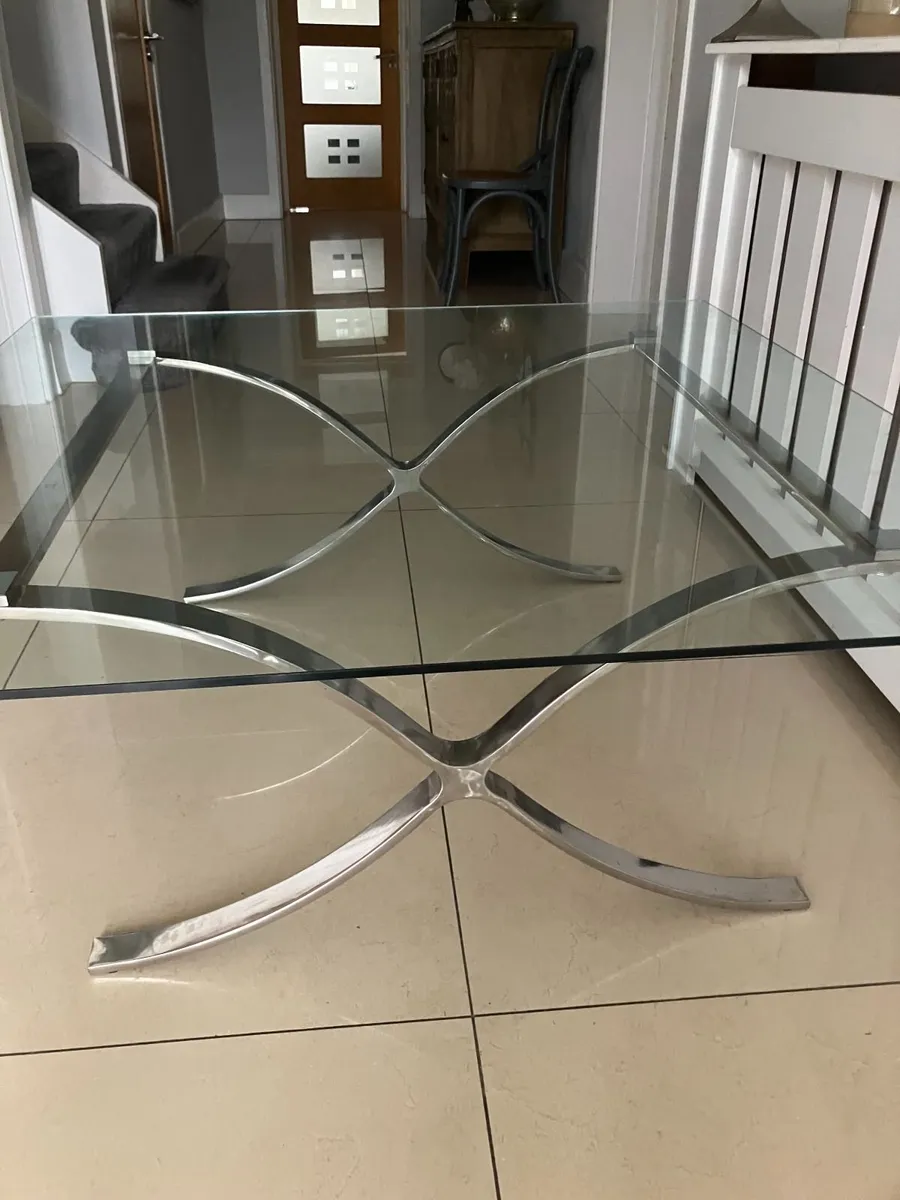 Eichholtz Brushed Steel & Glass Coffee Table - Image 1