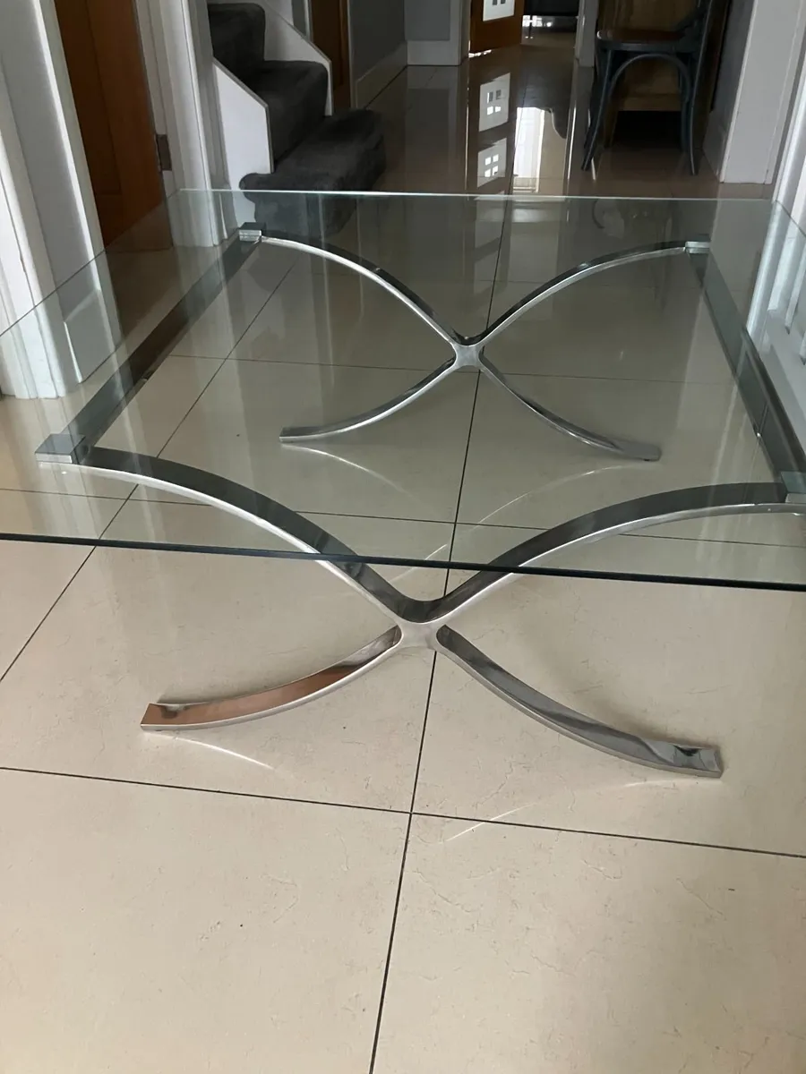 Eichholtz Brushed Steel & Glass Coffee Table - Image 2
