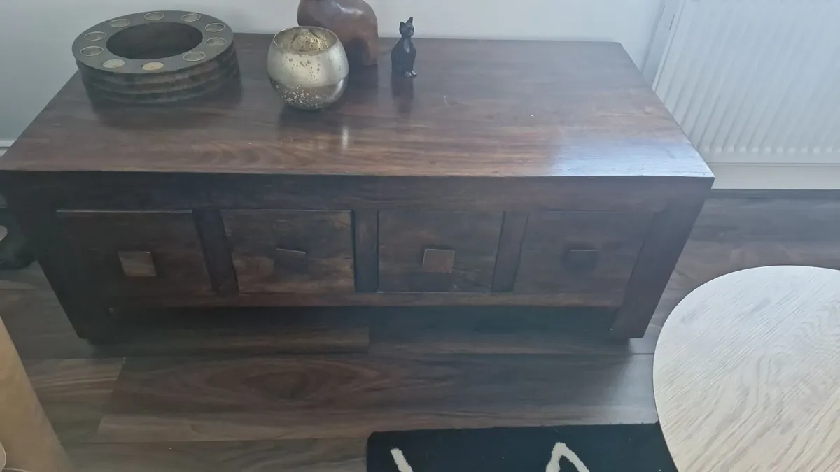 Coffee table, TV Tables x 2 ( Walnut ) - Image 1