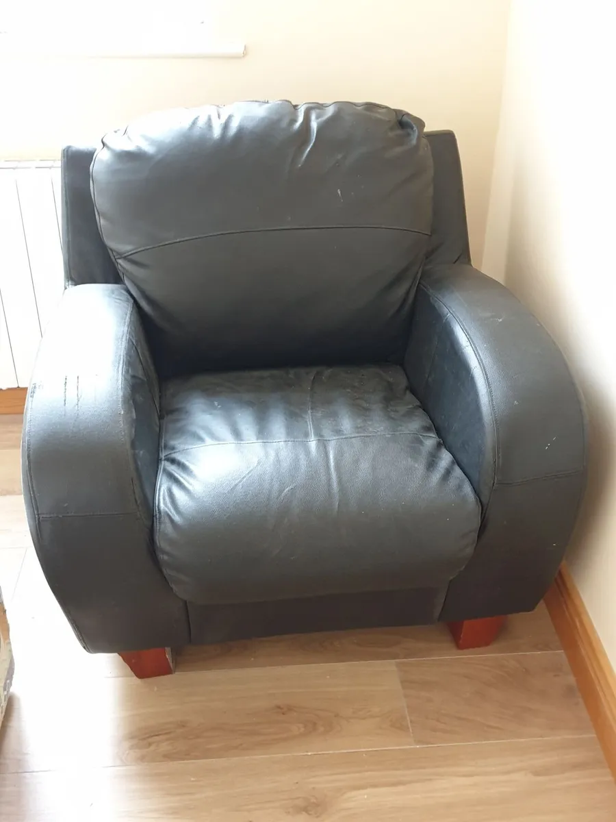 Black Leatherette  Armchair