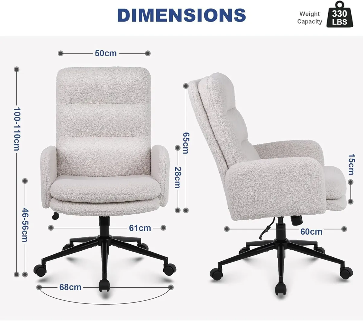 Desk Chair Faux Cashmere Office with High - Image 2