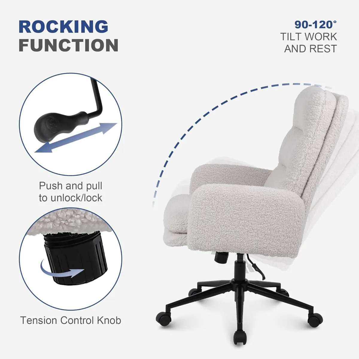 Desk Chair Faux Cashmere Office with High - Image 4